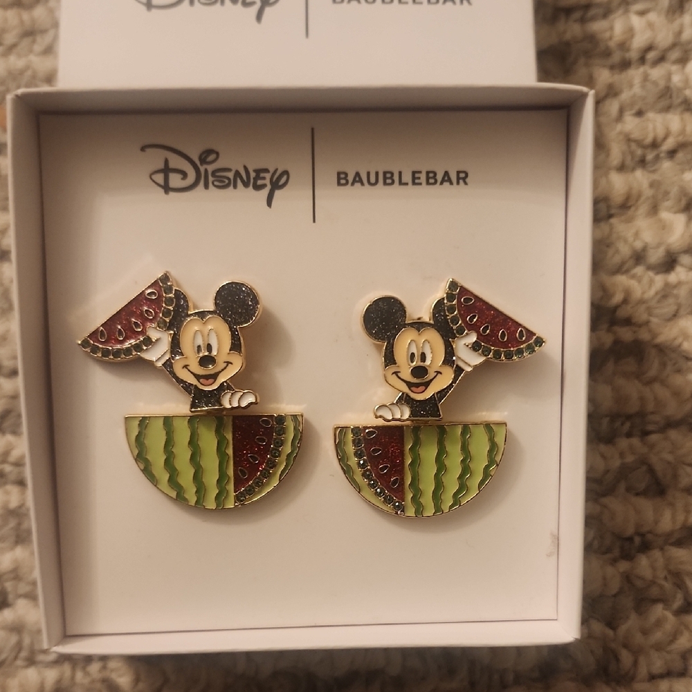 BaubleBar Disney Mickey  Summer Watermelon Earrings - Red and Green